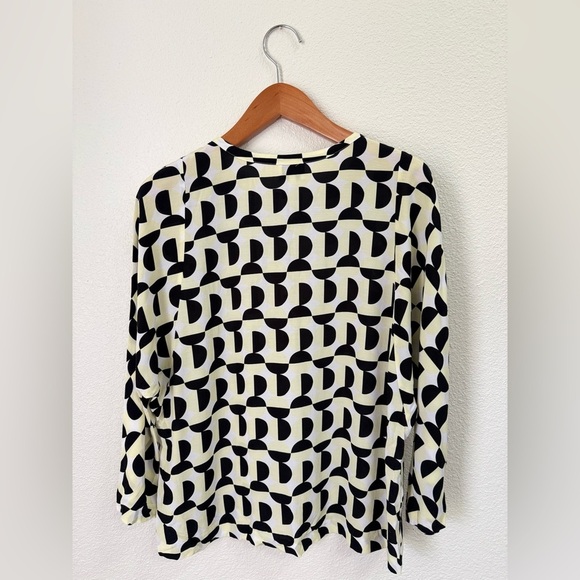 Bimba y Lola Designer Spanish Brand Black Yellow Patterned Blouse Women’s Size M - Picture 5 of 5